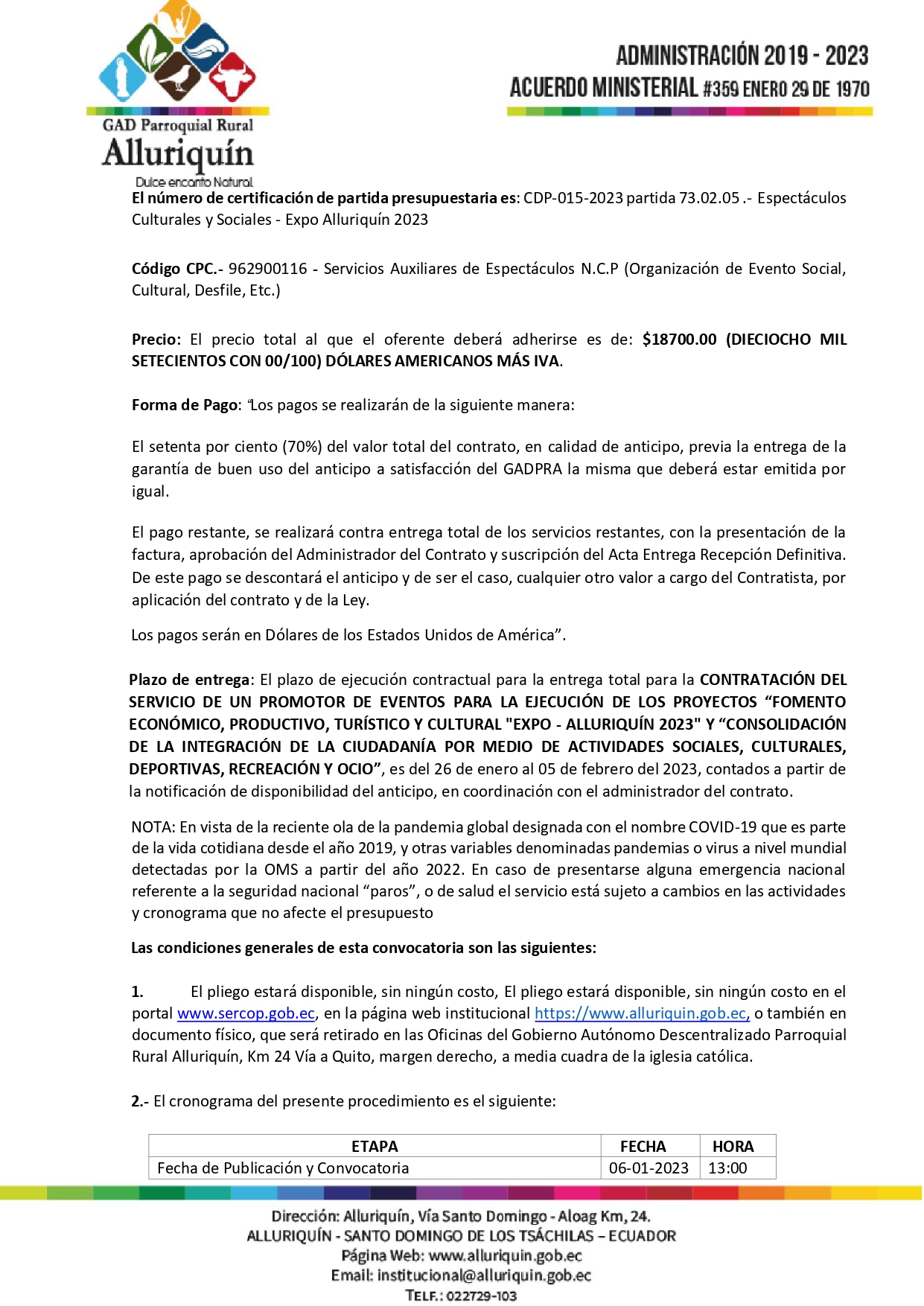 CONVOCATORIA FERIA ALIMENTACION 2